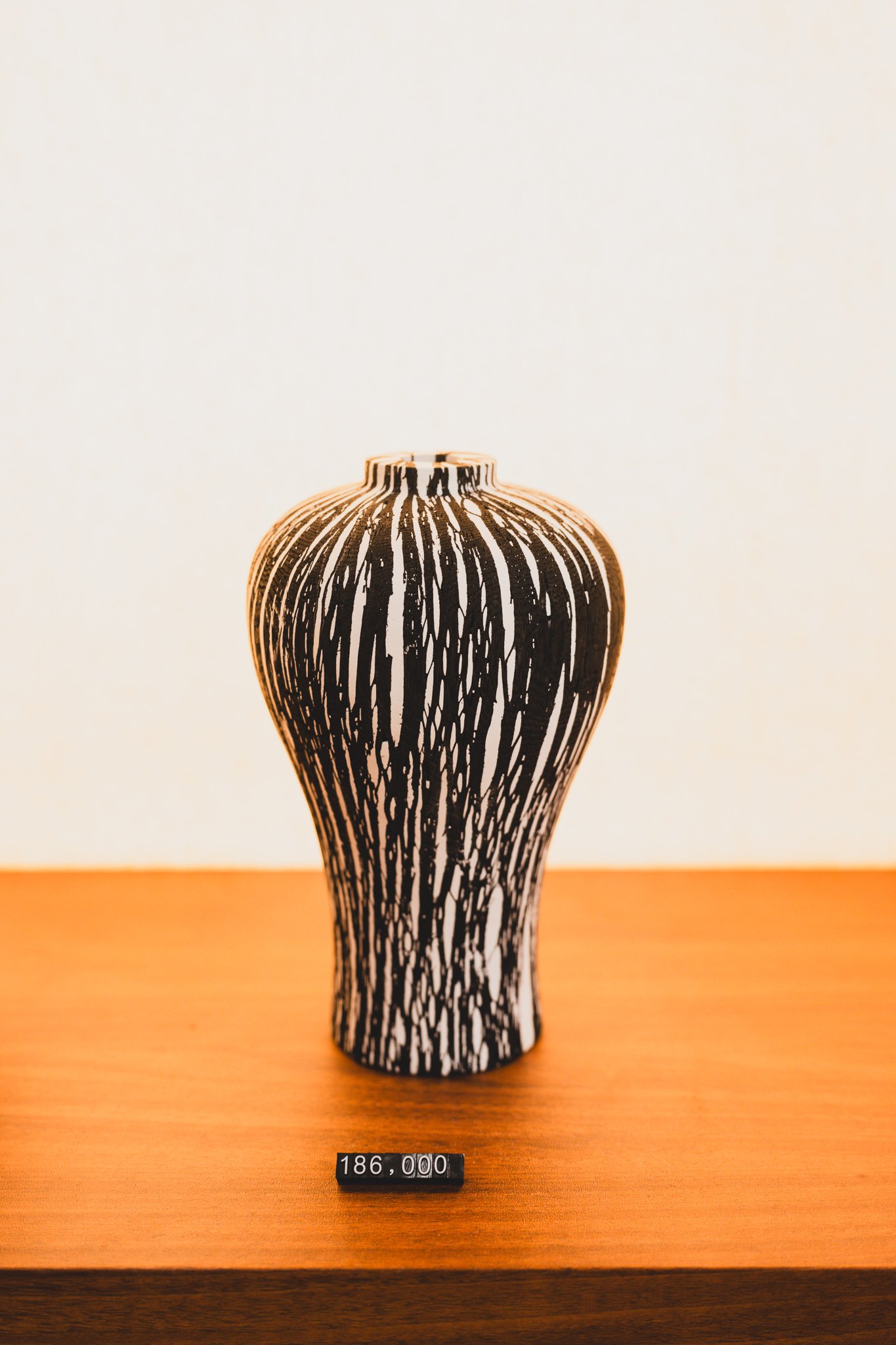 Striped ceramic maebyeong vase for sale at Hand to Home
