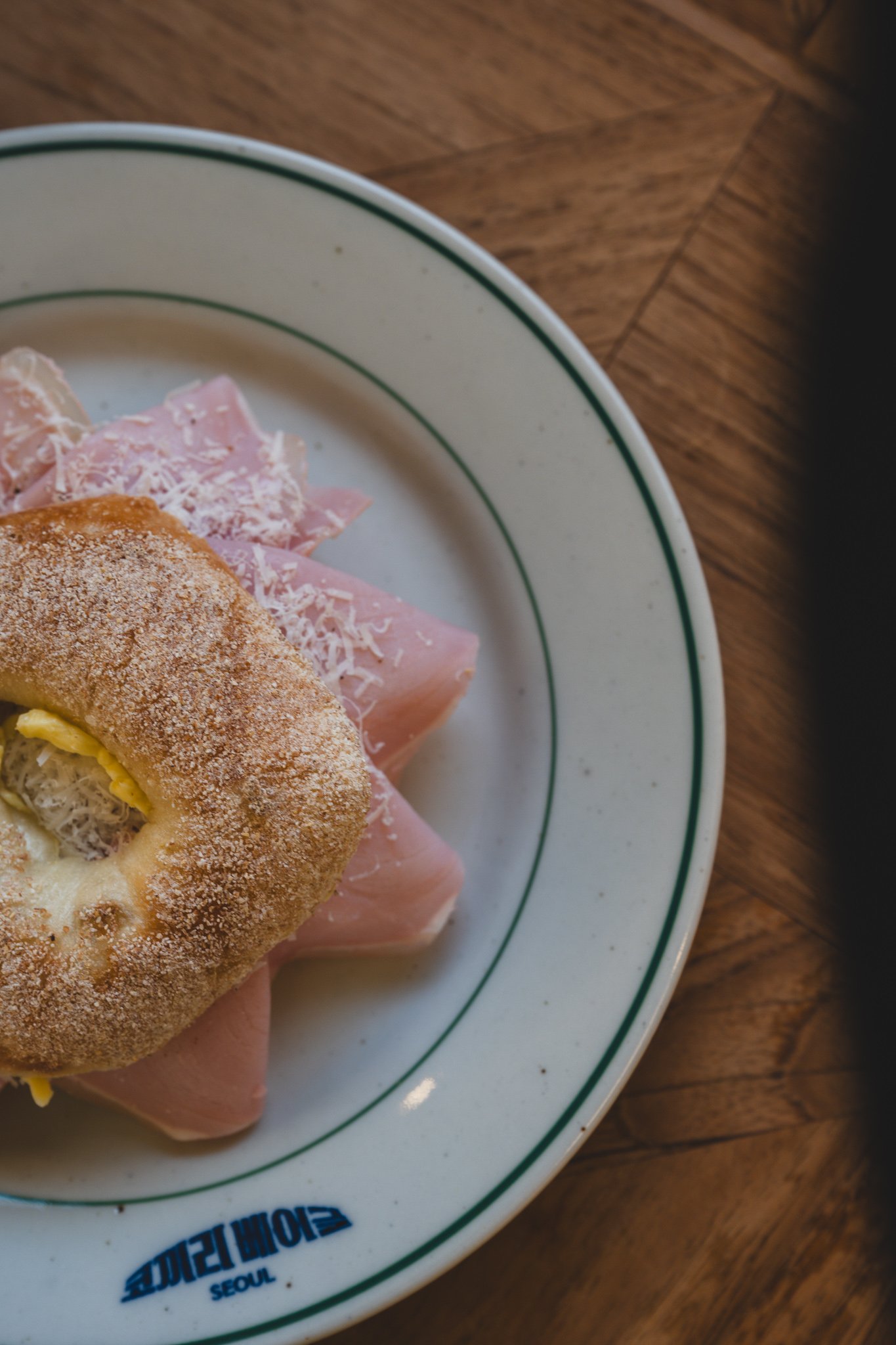 Cross-section of the cotto sandwich with ham and cheese