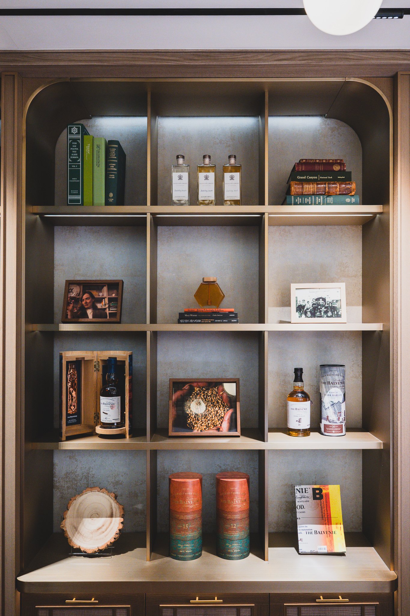The Balvenie collection shelving, including the 42-year-old "Tale of the Dog" limited edition
