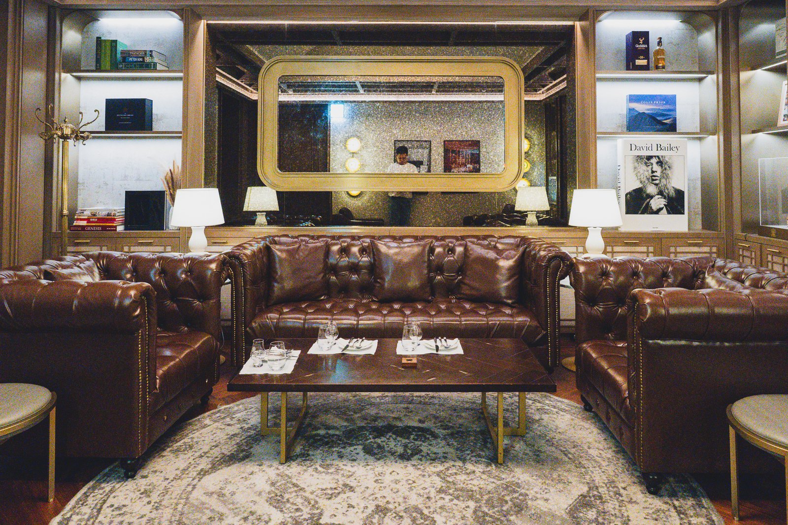 Reception lounge with Chesterfield sofas