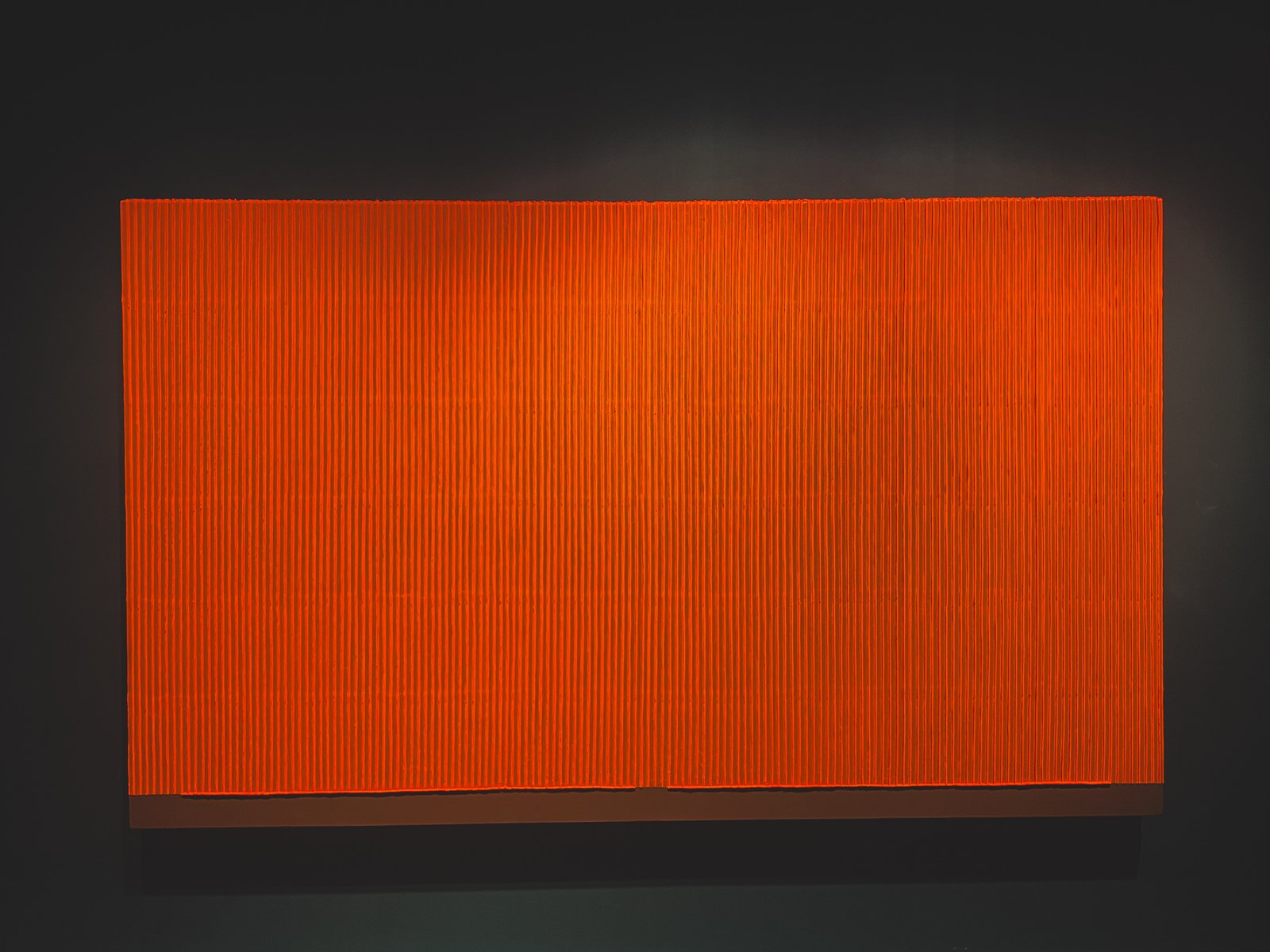 Vivid orange-toned hanji Ecriture painting