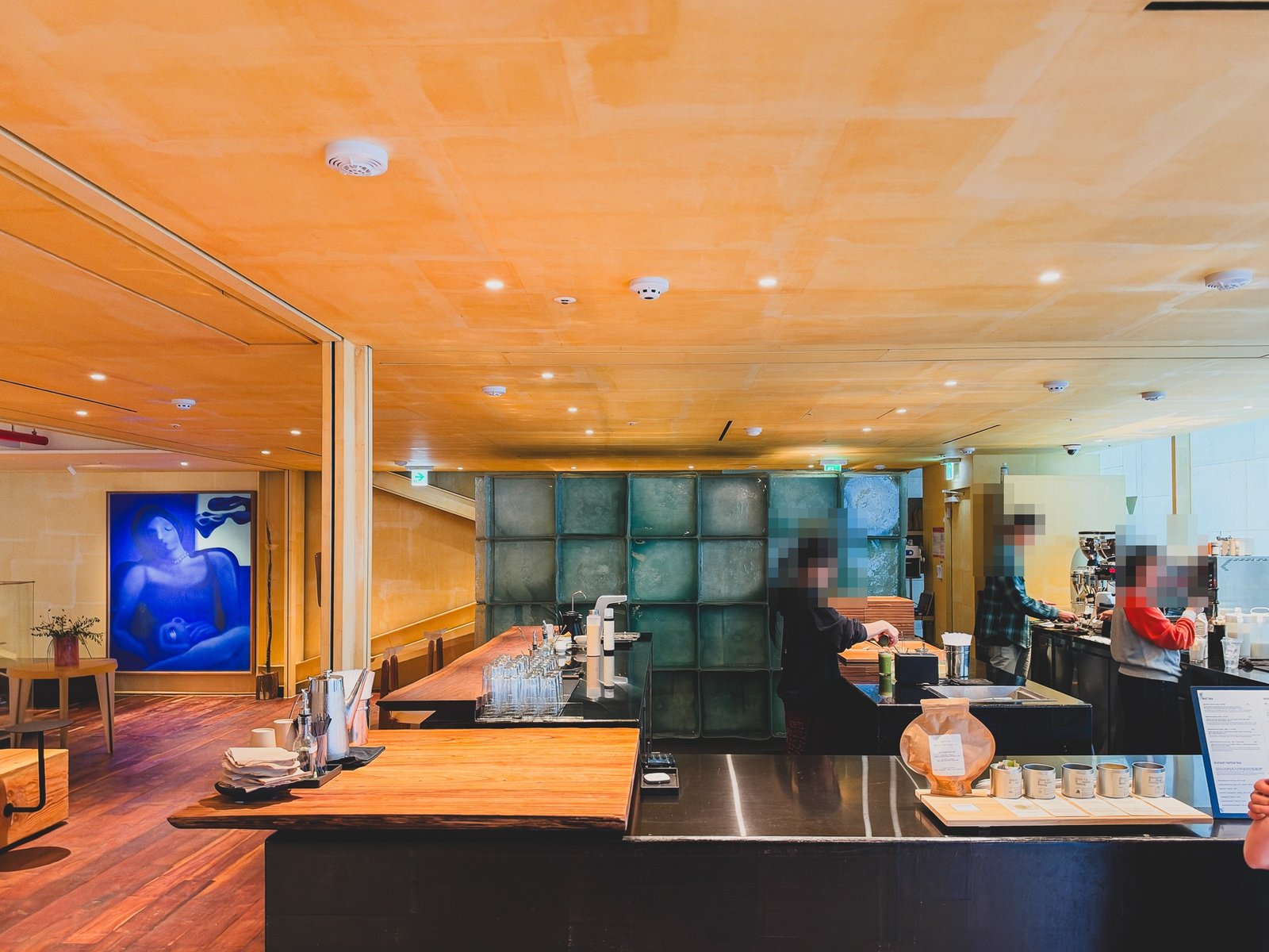 2nd floor coffee bar overview with staff working
